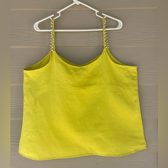 MARCNEWYORK XL neonyellow linen pearl spaghetti straps semi sweetheart neckline. - Picture 3 of 16